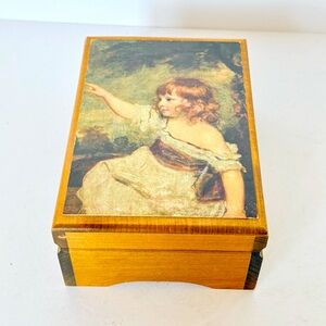 Vintage Swiss Reuge Musical Jewelry Box – Plays “Love Story” –Rococo Artwork Lid